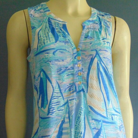 Lilly Pulitzer NWT Sail Boats Lilac Verbena Essie Sleeveless Summer Top Sm - Picture 4 of 10